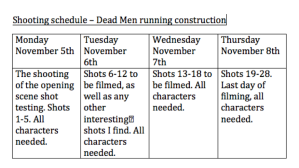 shooting schedule